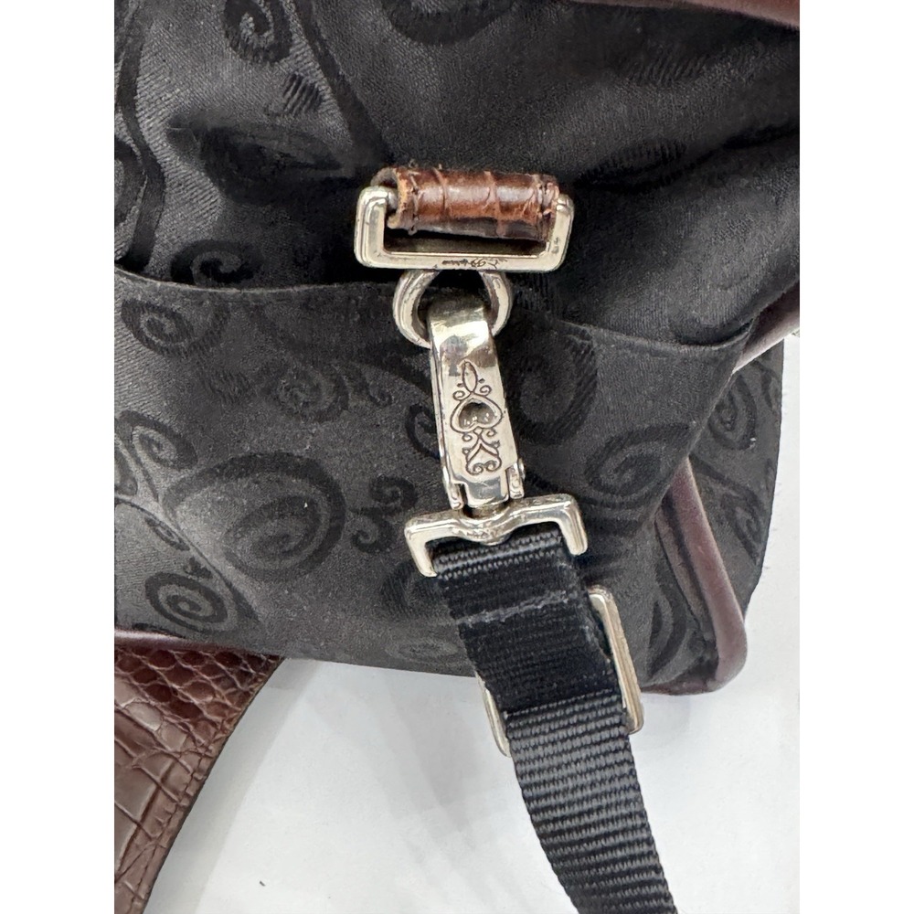 Brighton Travel Train Case Cosmetic Bag Dark Brown Croc Black Heart Hardware - Picture 5 of 11